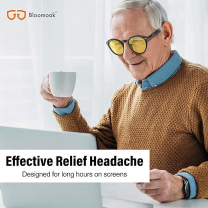 Bloomoak Orange Reading Blue Light Glasses,Computer Readers with Magnification,Relieve Eye Strain &Improve Sleep