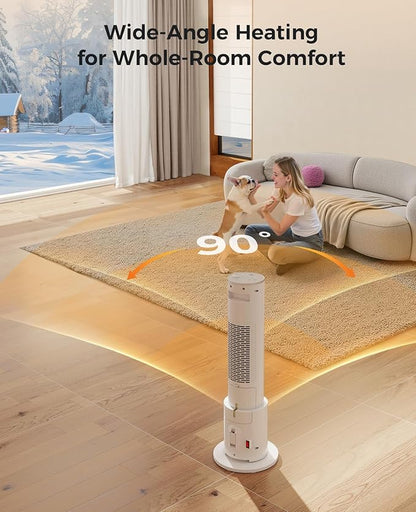 Space Heaters for Indoor Use - Portable Tower Heater with Humidifier, Remote, Adjustable Thermostat, 3 Heat Modes, Multiple Safety Protection, 12H Timer, Quiet Electric Heater for Bedroom