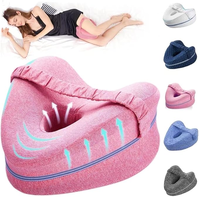 Leg Pillow, Knee Pillow for Side Sleepers, Alignment Pillows for Side Sleepers, Leg Pillows for Sleeping, Knee Cushion for Sleeping Relieving Leg, Back, Knee Pain (Pink)