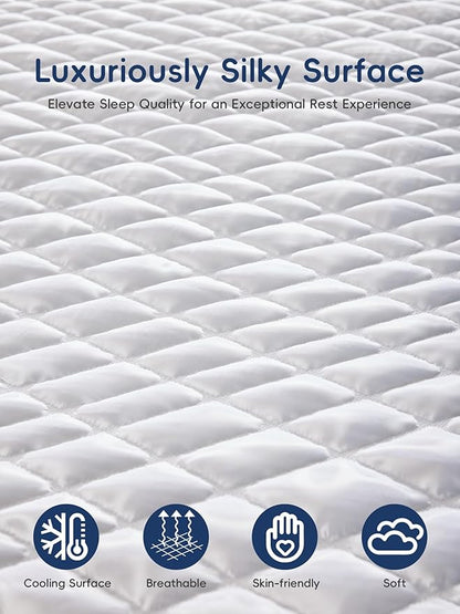 Full Size Memory Foam Mattress Topper,Dual Layer Gel Memory Foam & Pillow Top Mattress Topper Pad Cover for Pressure Relief and Medium Support,CertiPur-US Certified