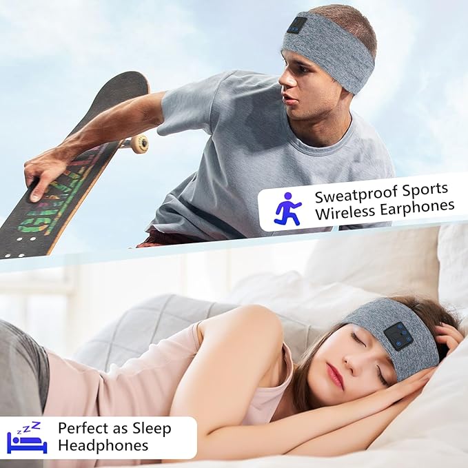 Aurya Sleep Headphones Sports Wireless Bluetooth Headband for Side Sleeper, Bluetooth 5.4, with Ultra-Thin HD Stereo Speaker, Sleeping Headphone for Women Men Running Yoga Workout