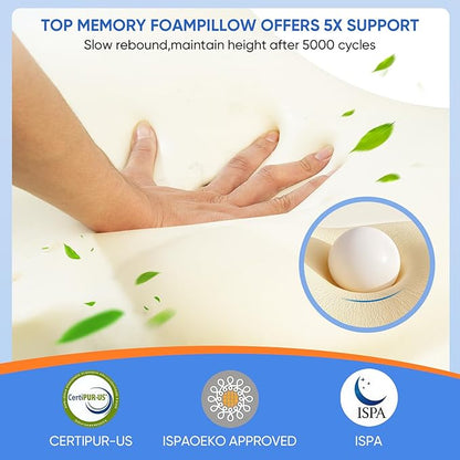 Cervical Pillow for Neck Pain Relief, Adjustable Ergonomic Contour with Orthopedic Memory Foam, Full Support for All Sleeping Positions (Side Back Stomach), Odorless (Gray-White)
