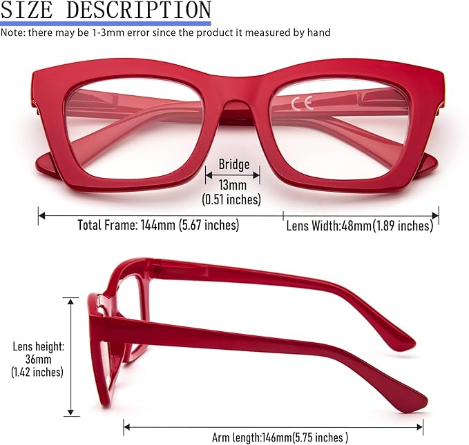REAVEE Oprah Style Reading Glasses for Women, Blue Light Blocking Stylish Oversized Computer Readers Spring Hinge