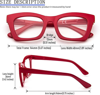 REAVEE Oprah Style Reading Glasses for Women, Blue Light Blocking Stylish Oversized Computer Readers Spring Hinge