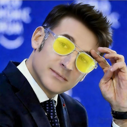 Cyxus Davos French Ma-con Style Aviator Glasses Blue Light Blocking Eyeglasses for Computer UV Protection Anti Eyestrain 8805