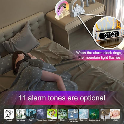 Wake Up Light Sunrise Alarm Clock with Wireless Charger, Smart APP Control, 16 Million Color Lighting & Natural Sounds for Bedroom Desk Decor