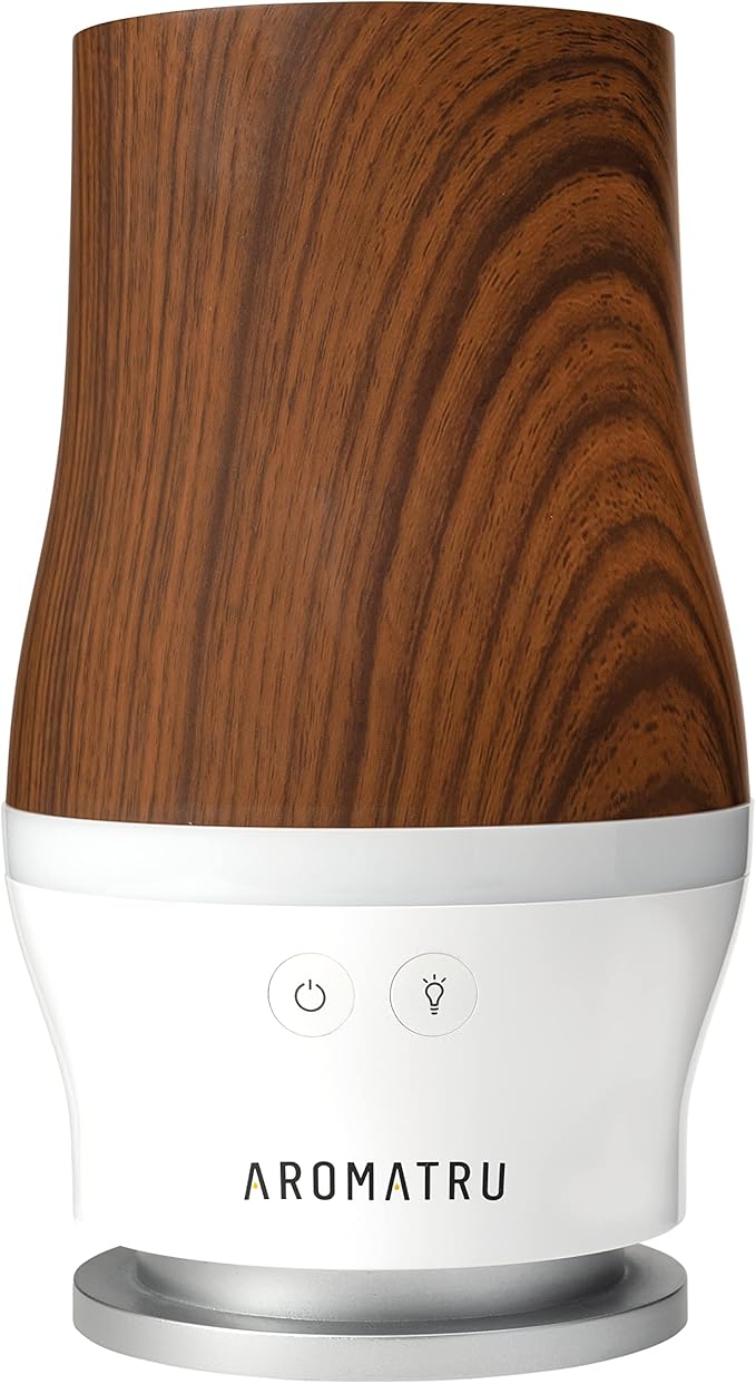 Smart Aromatherapy Waterless Oil Diffuser with WiFi Capability and App – Combine and Diffuse up to 4 Bottles of Essential Oils Simultaneously – No Water, No Mess (Rich Walnut)