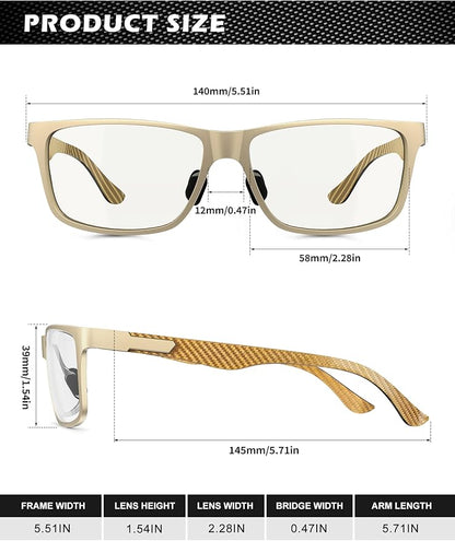 ANYLUV Blue Light Blocking Glasses Men Computer Gaming Glasses Lightweight Al-Mg Metal Anti Eyestrain Eye Protection