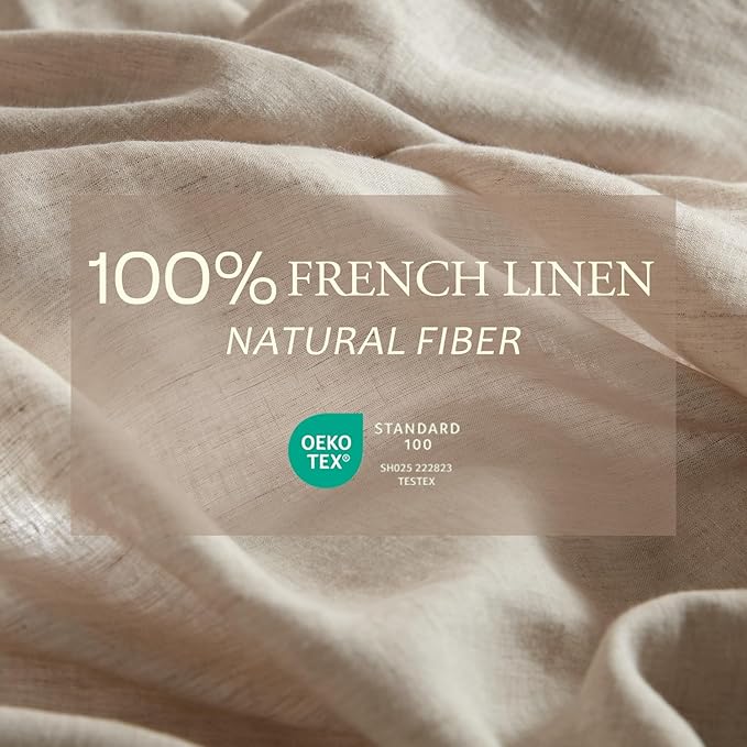 DAPU 100% Linen Duvet Cover Twin 2PCs, Pure Natural French Flax Linen Duvet Cover King 68"x90" with Corner Ties and Zipper Closure, Soft Breathable Durable for Hot Sleepers (Natural Linen, Twin)