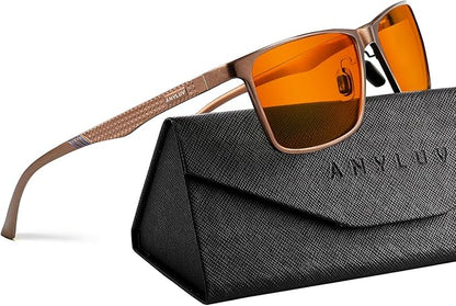 ANYLUV Blue Light Glasses Men, Relieve Eyestrain and Eye Protection, Al-Mg Metal Computer Blue Light Blocking Glasses