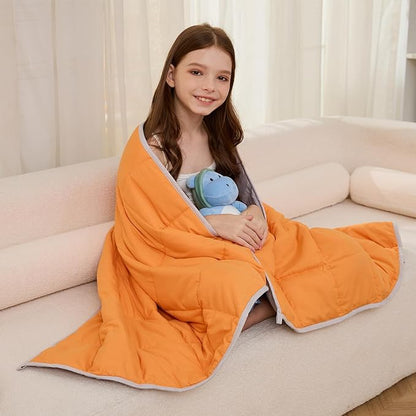Weighted Blanket 7lbs Twin Size Orange Grey 41"x60" Weighted Blankets Heavy Blanket are Comfortable and Cozy