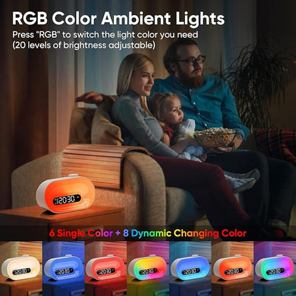 Sunrise Alarm Clock White Noise Machine with 30 Soothing Sounds for Sleep - Natural Wake Up Light - Dimmable Night Light Clock with 2 Alarms & Sleep Timer - Sound Machine for BabyKids Adults Bedroom