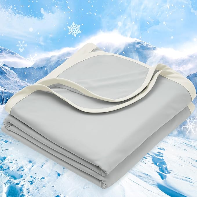 PHF Double Cooling Blanket for Hot Sleepers Twin Size, Arc-Chill Q-Max>0.5 with Double Cooling, Summer Blanket Absorbs Heat to Keep Cool All Night for Night Sweats (Silver Grey, 60''x80'')