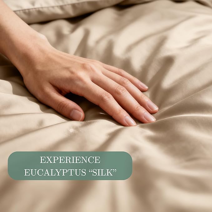 Eucalyptus Sheets - Infused with Silver for Anti-Odor, Softer Than Silk Fibers, More Cooling Than Cotton - Perfect for Hot Sleepers & Sensitive Skin - 100% Tencel Lyocell - Cali-King Sheet Set