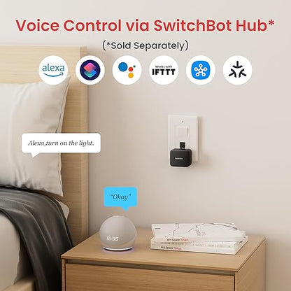 Switchbot Smart Switch Button Pusher (Bluetooth) – Fingerbot for Rocker Switch/One-Way Buttons, App Timer Control, No Wiring, Optional Hub Required for Voice/Remote, Black