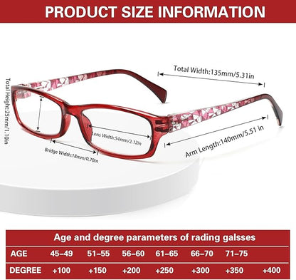 Kerecsen Computer Reading Glasses for Women Blue Light Blocking Glasses for Reading Fashion Pattern Print Eyeglasses for Womens(Mix Color -7, 2.50)
