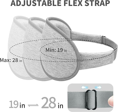 3D Sleep Mask for Men Women 2 Pack, Blackout Eye Mask for Sleeping Eye Mask for Side Sleeper, Memory Foam Adjustable&Washable, Airplane Travel Essentials Couples Yoga Meditation Office Black & Gray