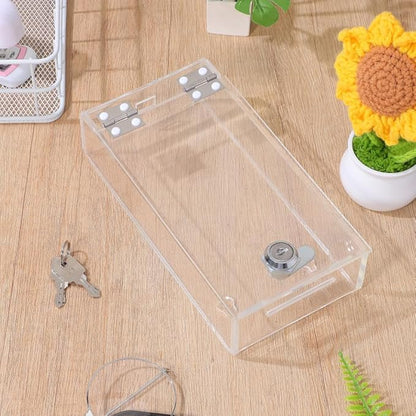 TEHAUX Transparent Acrylic Lock Box for Mobile Phones, Secure Employee Phone Locker with Charging Port, 7.79 X 3.93 X 1.96 Inch, Ideal for Office and Home Use