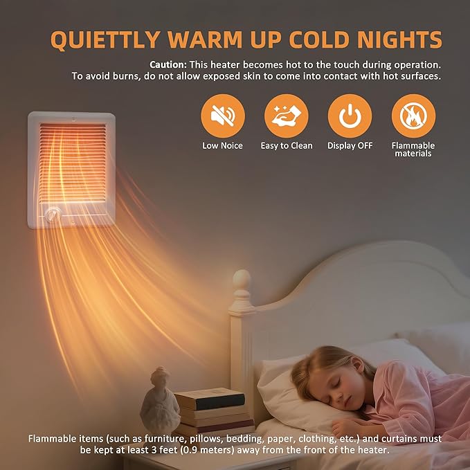 Electric Wall Heater Complete Unit with Thermostat for Indoor Use (Model: CSC152TW, Part: 67506), 5120/3840 BTU, 240/208 Volt, 1500/1125 Watt, White