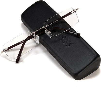 FONHCOO Blue Light Blocking Glasses Anti Blue Ray Unisex Lightweight Rimless Frameless Rectangle Computer Gaming Glasses