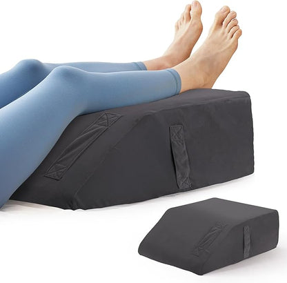 Leg Pillow Elevation Blood Circulation, Leg Elevating Pillows for After Surgery, Sleeping, Memory Foam Wedge Pillow for Legs Swelling, Foot Knee Pillow for Back Pain, 23.6×16.8×8in Velvet Grey