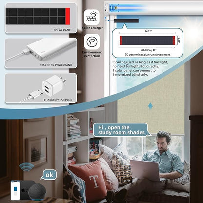 SmartWings Motorized Blinds Shades for Window Remote Control Work with Thread Apple Homekit Z-Wave Alexa 100% Blackout Dual-Sided Automatic Smart Roller Shade Customized 16"-110" W (Bouvardia Cream)