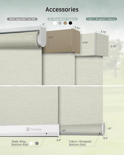 Yoolax Motorized Blinds with Remote, Blackout Smart Blinds for Windows Motorized Roller Shades, Automatic Window Shades Compatible with Alexa Custom Size (Blackout-Fabric Beige)
