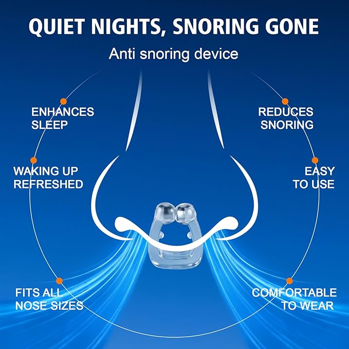 Anti Snoring Devices, Silicone Magnetic Anti Snoring Nose Clip, Nasal Strip for Snoring with Adjustable Magnet, Magnetic Nasal Strip, Stop Snoring for Men and Women, 8PCS