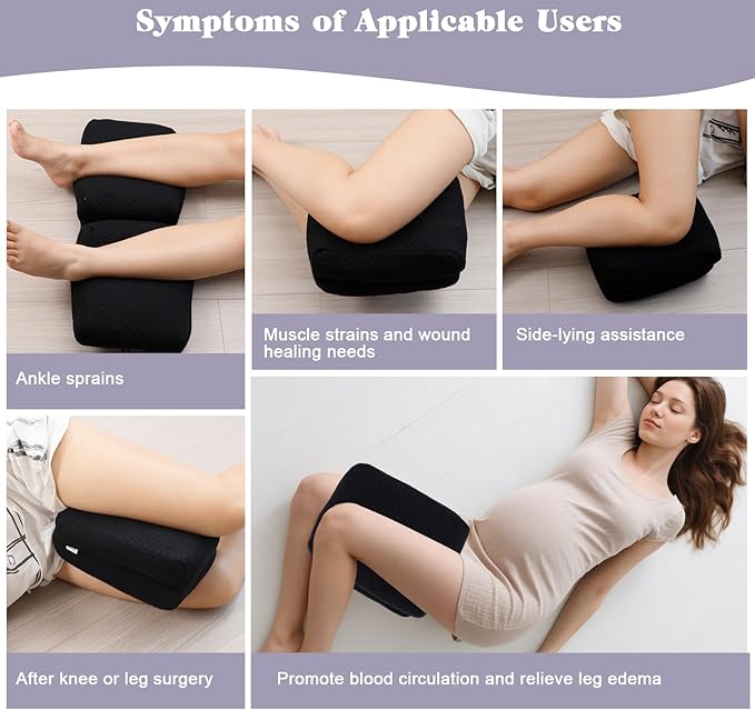 Knee Pillow for Side Sleepers, Leg Support Pillow for Hip Pain Smooth Spine Alignment for Better Sleep, Ideal Pillows for Side Sleeping Knee and Back Pain Relief, Black