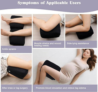 Knee Pillow for Side Sleepers, Leg Support Pillow for Hip Pain Smooth Spine Alignment for Better Sleep, Ideal Pillows for Side Sleeping Knee and Back Pain Relief, Black