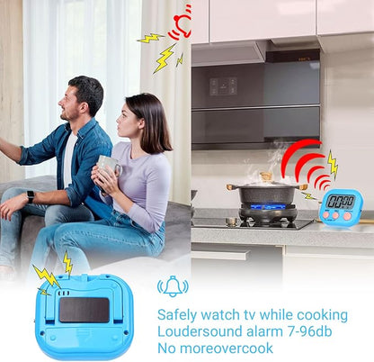 Mwellewm Digital Kitchen Timer 12 Packs Magnetic Classroom Stopwatch Timer 6 Colors Small Digital Countdown Timers for Cooking Mini Loud Alarm Stop for Kitchen Study Work Sports Games Office Clock