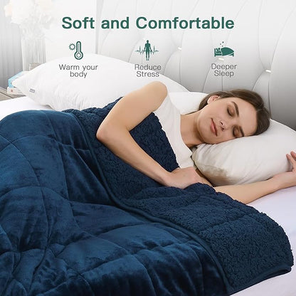 Lofus Weighted Blanket for Adults(15 lbs, 60" x 80"), Queen Size Heavy Blanket Machine Washable, Soft Weighted Blankets for Stress Relief and Sleep Promotion-Navy Blue