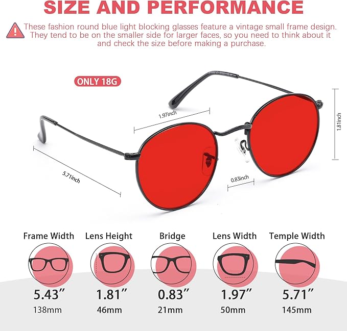 Sleep Blue Light Blocking Glasses for Men and Women, Computer Gaming Glasses Anti Eyestrain & UV Glare
