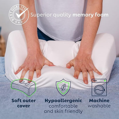– Side Sleeping Pillow | Height Adjustable | Ear Pain Relief | CPAP Pillow | Wrinkle Prevention | TMJ | Advanced Memory Foam with Soft Cover (Soft)