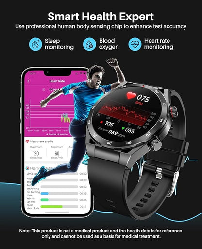 EarlySincere Smart Watch with Bluetooth Call, 1.39" Smartwatches for Men Women, Fitness Watch with Blood Oxygen/HR/Sleep, IP67 Waterproof for Android iOS Black