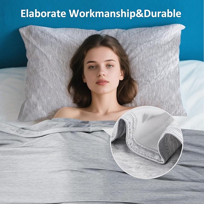 Bamboo Cooling Blanket - Double-Sided Soft Bed Throw Summer Blankets, Breathable Cold Bed Blanket for Night Sweats Sofa Home Office - 59"x79", Light Gray
