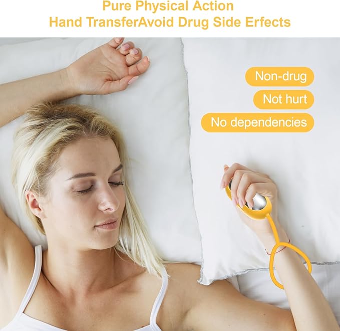 Sleep Aid Device, Micro-Current Sleep Instrument Anxiety Device, Portable Rechargeable Sleep Aid for Anxiety and Insomnia (Yellow)