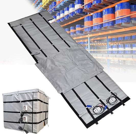 IBC Tote Heater Blanket, IBC Tote Heating Jacket, 55 Gallon/275 Gallon Smart Temperature Control up to 200°C, IBC Tote Insulated Cover, For petroleum, chemical, food processing Grey-275Gallon1000L