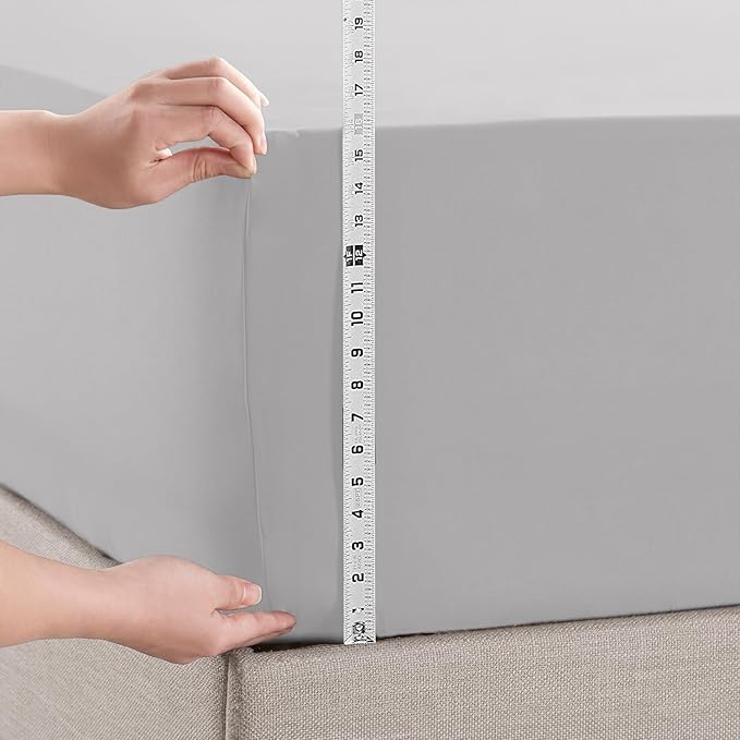 Empyrean King Fitted Sheet - Deep Pocket, Fits 14-16 Inch Mattress, Ultra Soft Microfiber, Fade & Wrinkle Resistant, Shrinkproof, Durable Sheet, Light Grey