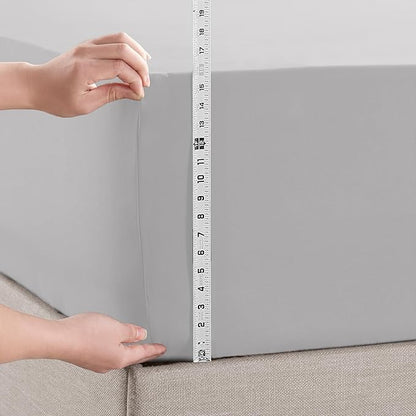 Empyrean King Fitted Sheet - Deep Pocket, Fits 14-16 Inch Mattress, Ultra Soft Microfiber, Fade & Wrinkle Resistant, Shrinkproof, Durable Sheet, Light Grey