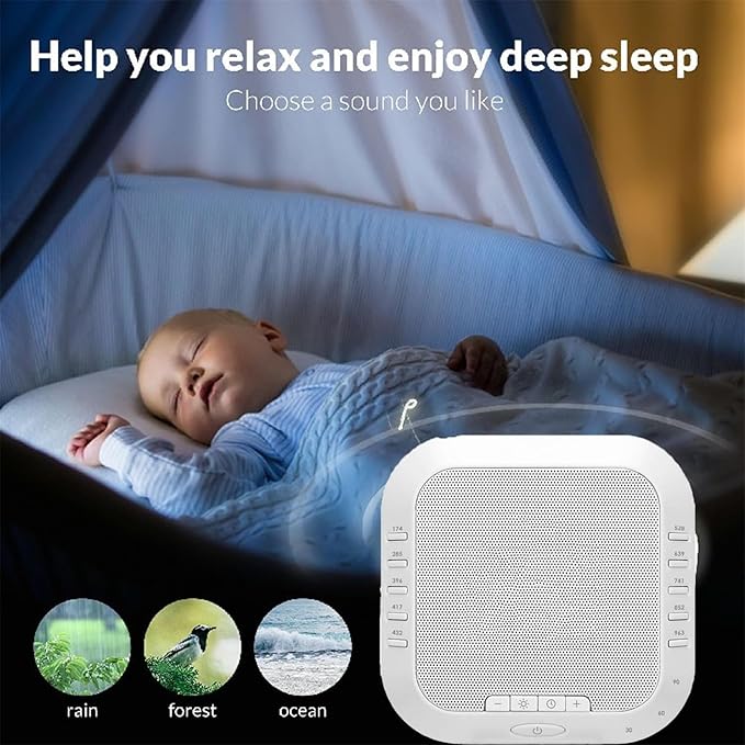 Ora Sound Machine Solfeggio Frequencies,10 Soothing Sounds,Three Timing Modes, Ultra Long Battery Life,3 Color Soft Night Light,for Yoga, Rest,Thinking,Writing