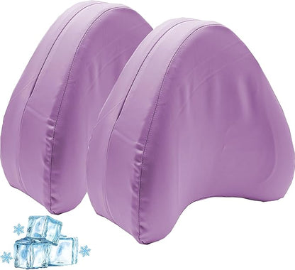 Satin Knee Pillow Cover for Contour Legacy Leg & Knee Foam Support Pillow, Upgraded Invisible Zippered Satin Leg Pillowcase Replacement-Cover ONlY (Blush Purple, 2-Pack)