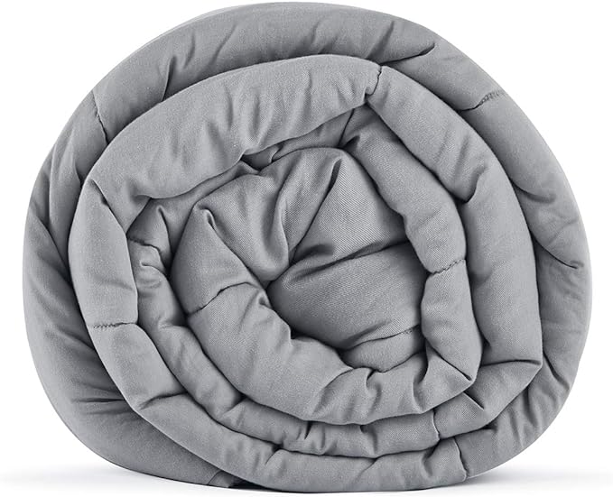 RelaxBlanket Cotton Weighted Blanket 100% Cotton with Premium Glass Beads for All-Season 60''x80'' 20lbs,Light Grey