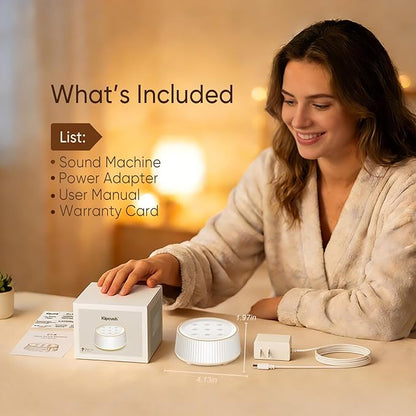 Kipcush White Noise Machine for Sleeping Baby Adults – Sound Machine with 8 Night Light Colors, Tap Control, 6 Timer Settings, Auto-Off & Memory, Portable Sleep Soother for Home & Travel