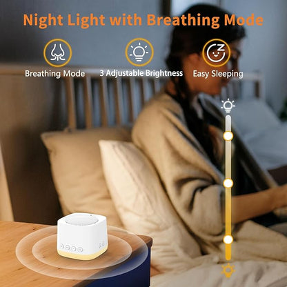 Portable Mini White Noise Sound Machine for Travel – Amber Breathing Night Light, 16 Soothing Sounds, 30-Hour Rechargeable Battery, Timer & Memory for Baby, Adult Sleep, Office Privacy