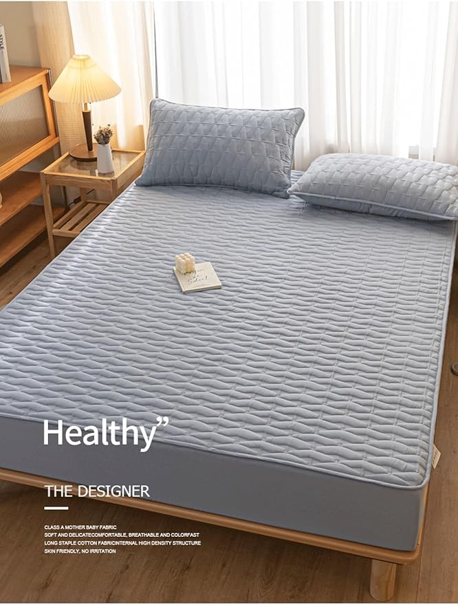 RUZGAR Fitted Mattress Pad Bedding Quilted Mattress Protector Breathable 10"" Deep Pocket Bed Matress Cover for Small Double Queen Super King Size Bed(White,200x220+26cm)