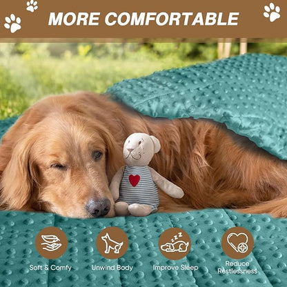 yescool Weighted Blanket for Dogs, 7 lb Thunder Blankets Shirt for Dogs, 40 x 60 inch Large Puppy Blanket for 65-100lb, Weighted Pet Blankets for Thunderstorms, Fireworks and Construction Noise, Teal