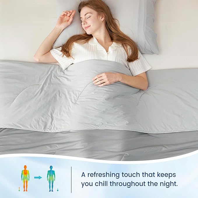 Cozy Bliss Deluxe Dual-Sided Cooling Comforter King Size, Ultra-Soft Lightweight Breathable Silky Cooling Blankets with Q-Max>0.45 for Bedroom, Hot Sleepers & Night Sweats, Cool Grey, 106"x90"