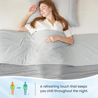 Cozy Bliss Deluxe Dual-Sided Cooling Comforter King Size, Ultra-Soft Lightweight Breathable Silky Cooling Blankets with Q-Max>0.45 for Bedroom, Hot Sleepers & Night Sweats, Cool Grey, 106"x90"