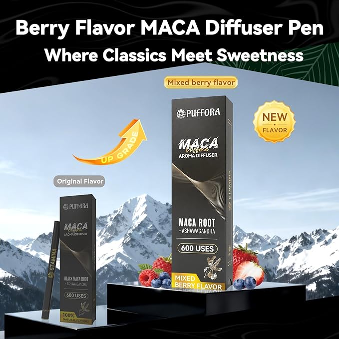 Herbal Diffuser Pen, Berry Flavor, Natural Vigor & Sustained Stamina, Plant-Based, 600 Uses